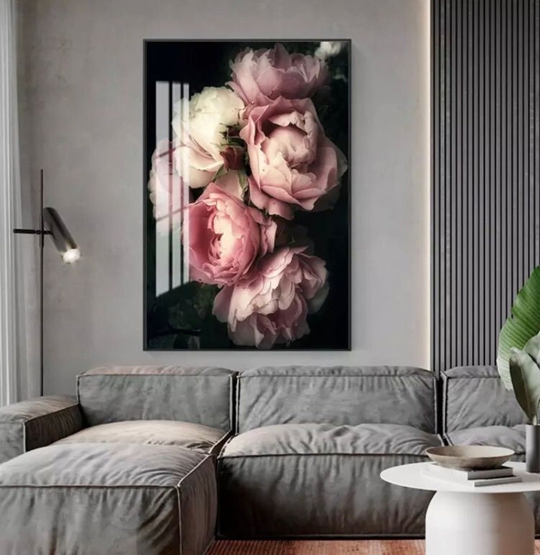 Pink Rose Canvas Flowers Art Print Floral Wall Decoration - Etsy