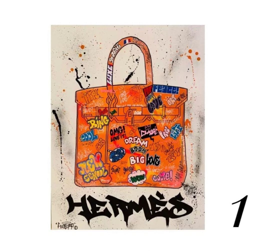 Graffiti Print Hermes Canvas Bag Street Art Fashion Wall Decor