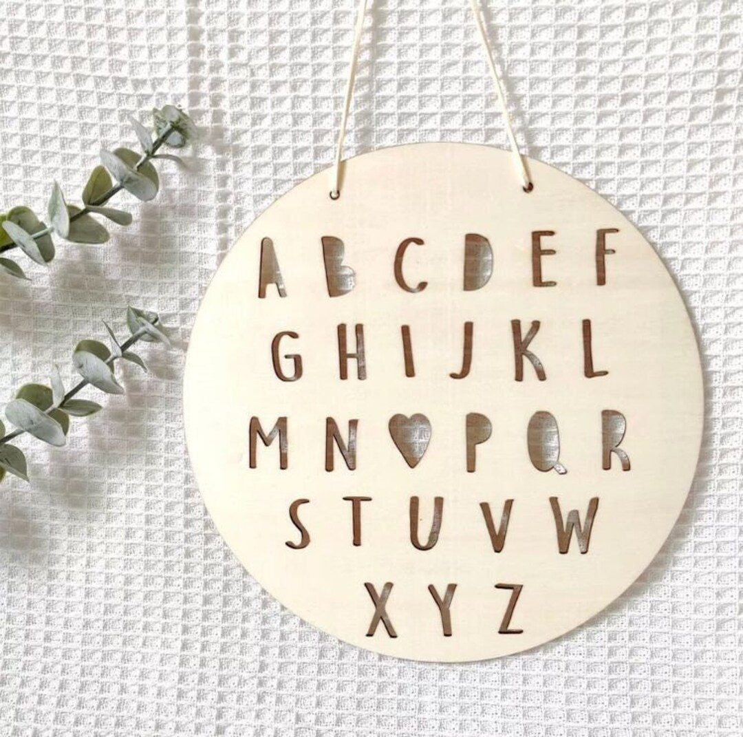 Alphabet Wall Hanging Made of Wood, Ornament, Children's Room Wall