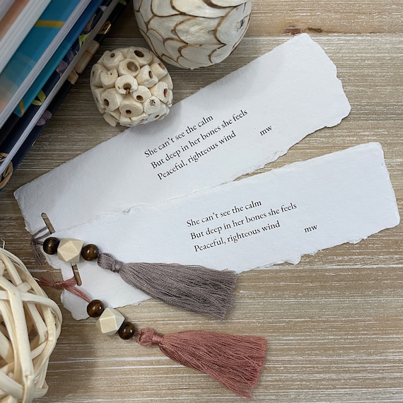 Calm Poetry Bookmark Tassel Bookmark Bookclub Gift Stocking Stuffer 