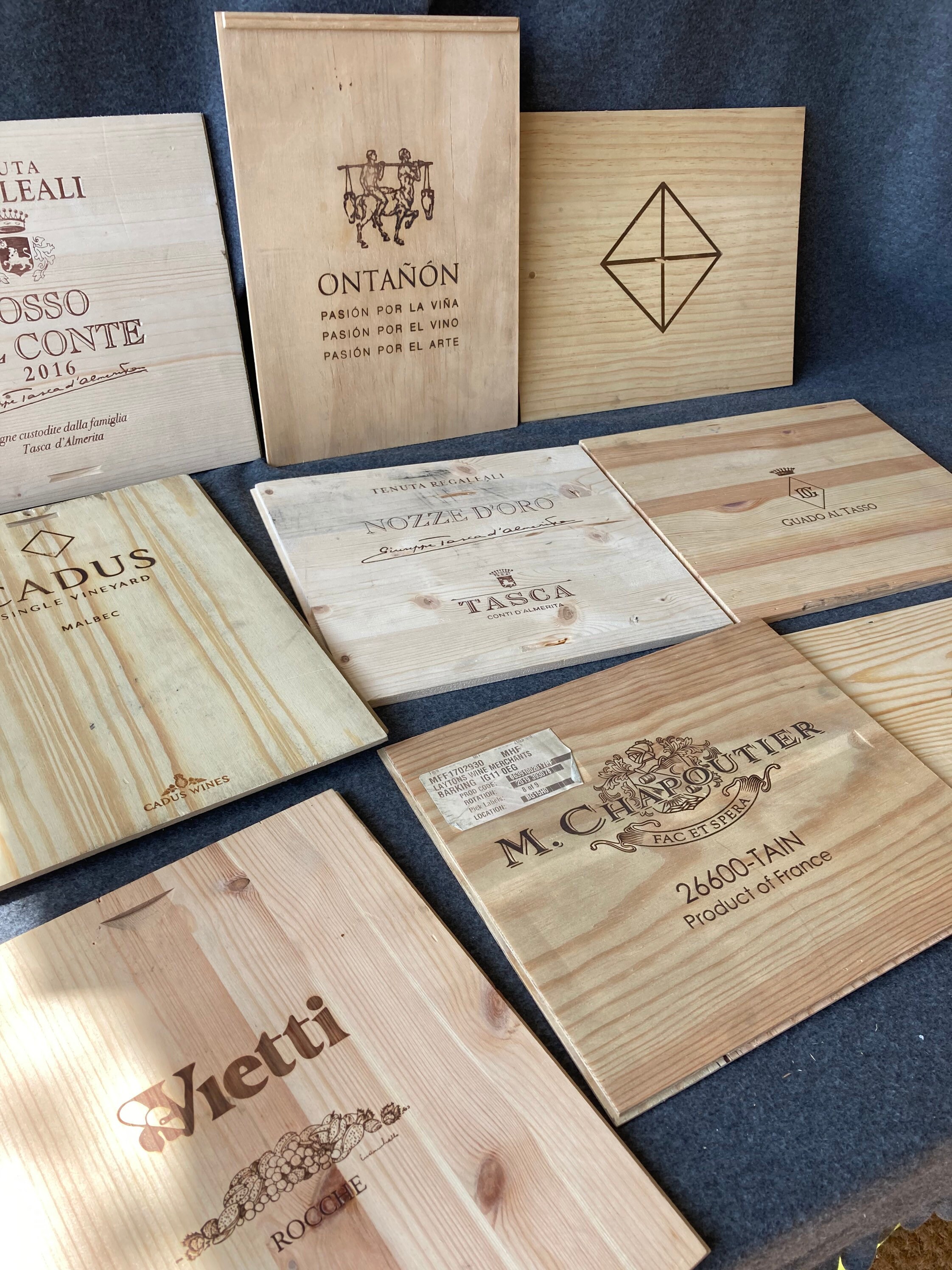 Wine box lid panel x1 - vintage design, upcycle project, panelling etc
