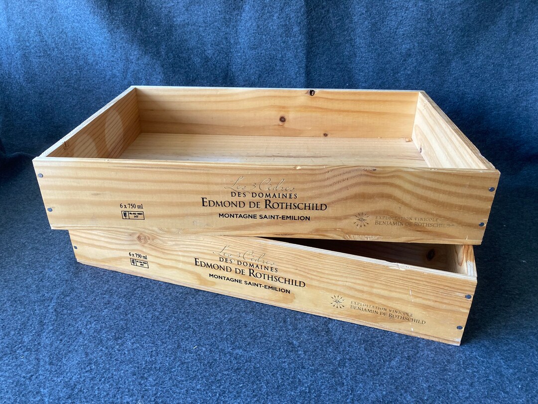 Set of 2 Shallow Wooden Wine Box 6 Bottle Size Perfect Etsy UK