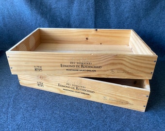 Set of 2 garden planters - Shallow wooden wine box - 6 bottle size - perfect for tray, crafts, upcycle project, display, hampers DIY etc