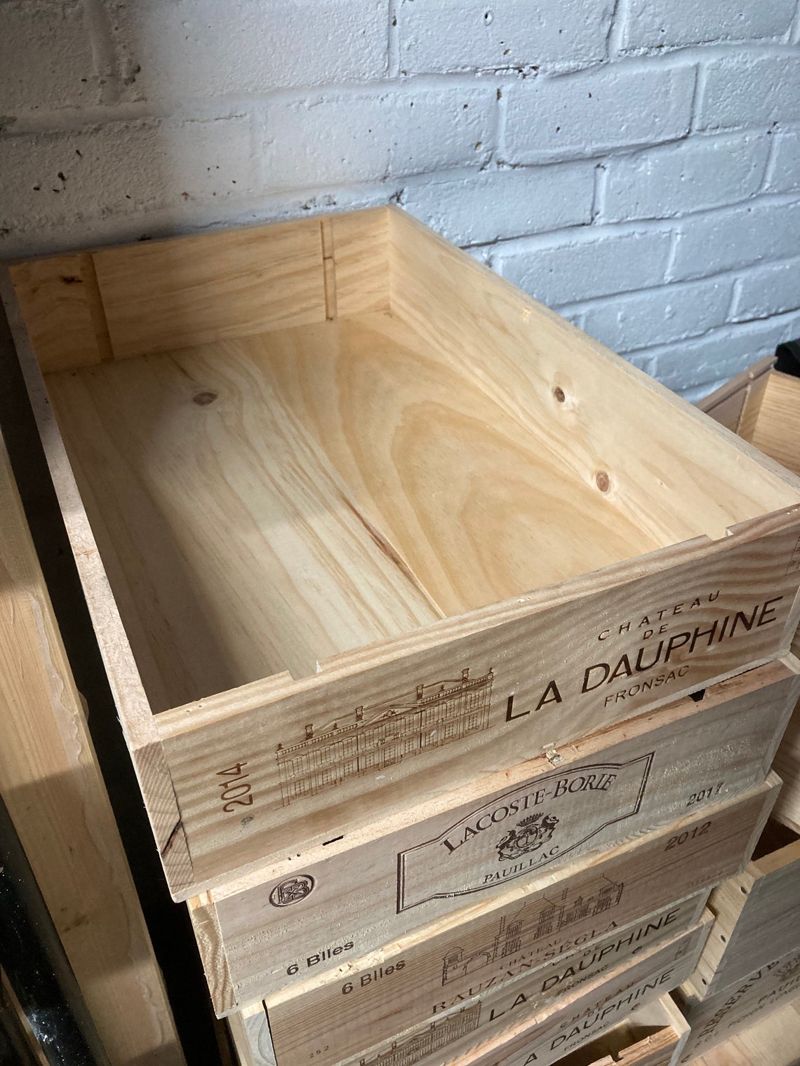 Shallow Wooden Wine Box 6 Bottle Size Perfect for Tray Etsy