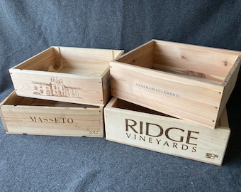 Small wine box - 3 bottle size - crafts, storage, upcycle, hamper, shallow tray etc