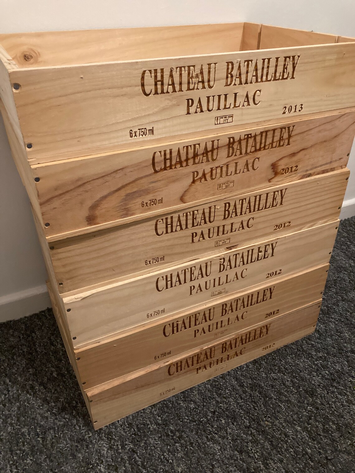 Shallow Wooden Wine Box 6 Bottle Size Perfect for Tray Etsy