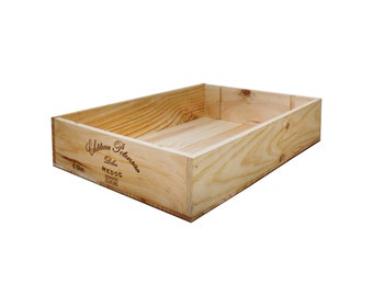 Genuine 6 bottle shallow wooden wine box