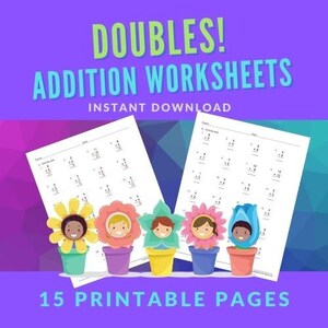 15 Doubles Addition Math Practice Worksheets