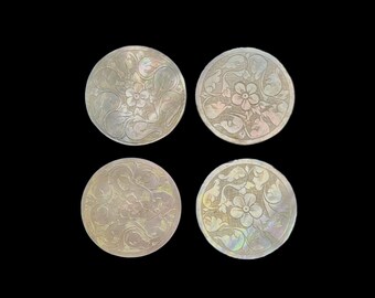 4 Antique Chinese Gaming Counters – Gaming Tokens, Mother of Pearl, 1700s