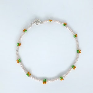 Orange fruit anklet, orange seed bead anklet, dainty fruit jewelry, gift for girlfriend, fruit aesthetic, cute anklet, summer jewelry kawaii