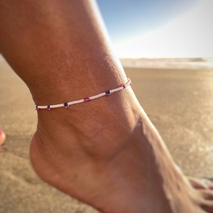 Pink strawberry anklet, strawberry anklet, cute strawberry anklet, fruit anklet, bead anklet, gift for her