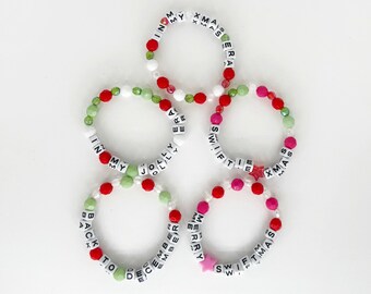 Christmas Friendship Bracelets, Christmas Friendship bracelet exchange, In my Christmas  Era friendship bracelets, Swiftie Christmas bracele
