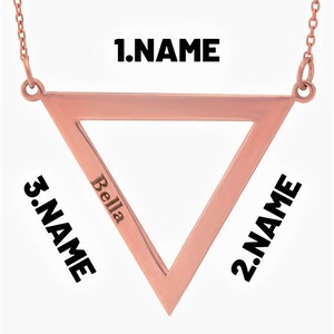 Personalized Triangle Necklace / Family Name Necklace / Teacher Gift Jewelry / Geometric Name Necklace /  3 Name Necklace / Jewelry For Mom
