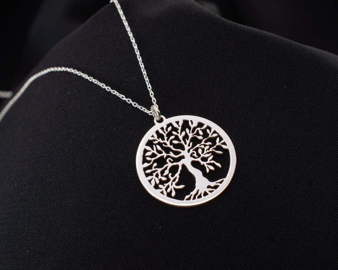 Dainty Tree of Life Necklace / Silver Family Tree Jewelry / Leafy Tree ...