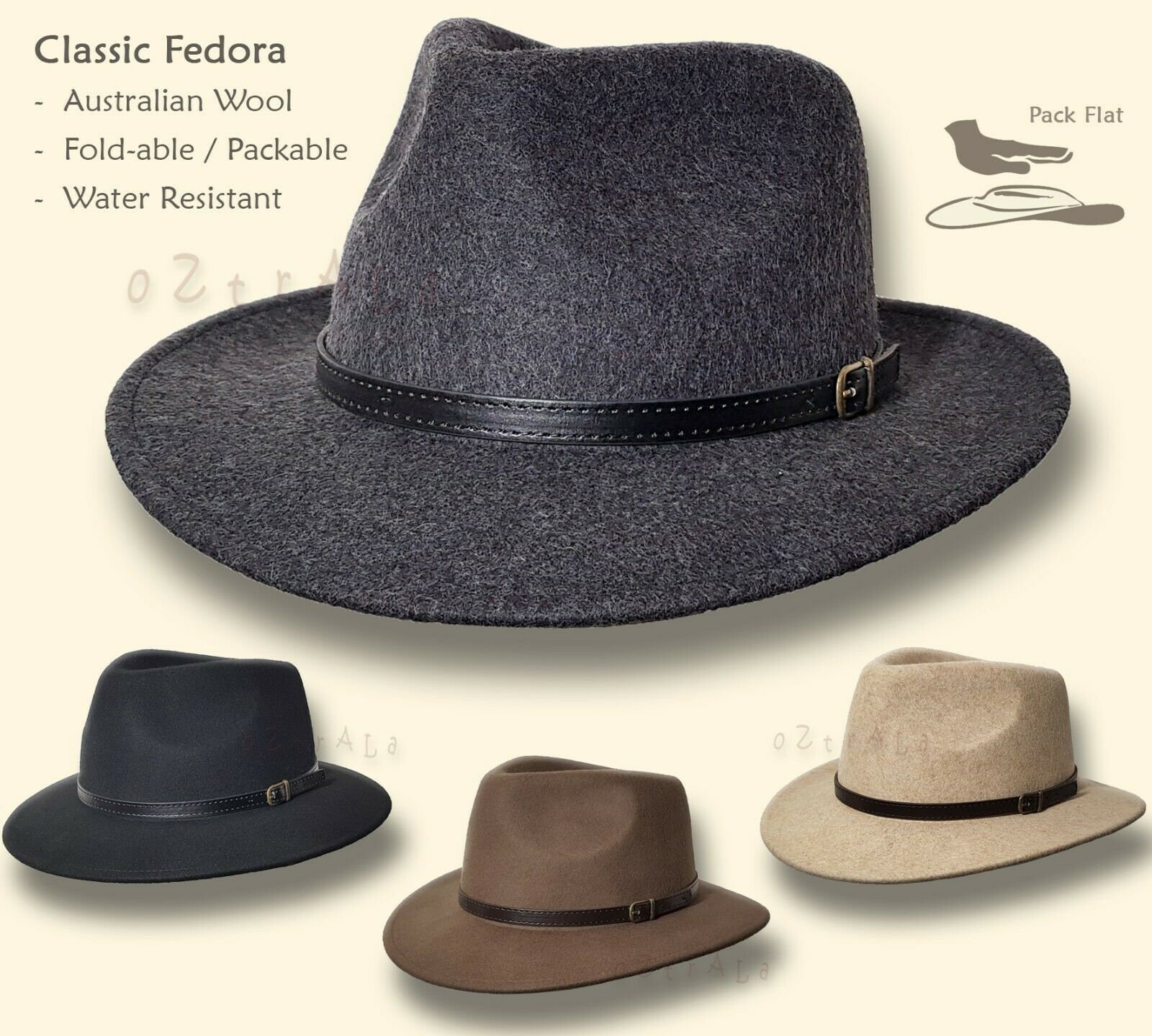 AUSTRALIAN Wool Felt HAT Outback Vintage Fedora Men Leather Etsy