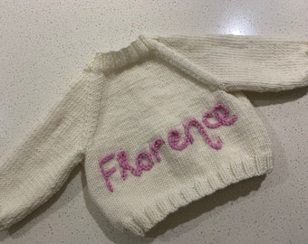 Hand knitted name cardigans