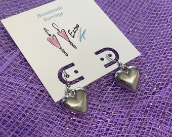 Silver Heart earrings / Earrings/ Silver Jewelry/ Heart Earrings/ Handmade Earrings/ Valentine Earrings