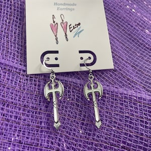 Axe Earrings / Grunge Earrings/ Silver Jewelry/ Goth Earrings/ Handmade Earrings/ Medieval Earrings / Renaissance Jewelry