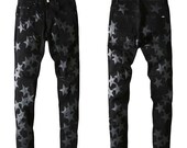 Custom slimming denim Black Star Denim Jeans with Distressed Detailing - Inspired,Amir,This item use FedEx Express,AM-31
