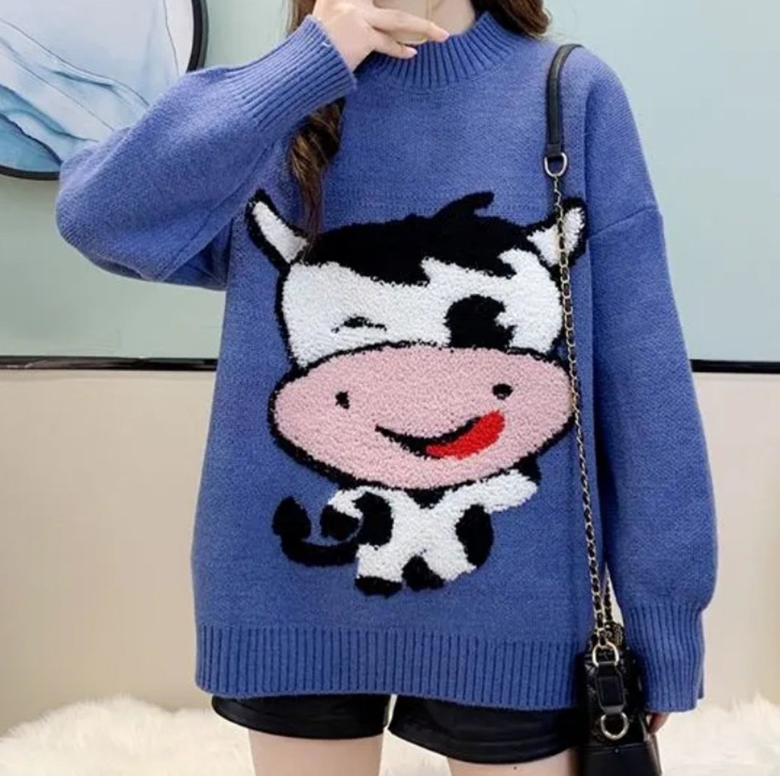 zara cow sweater