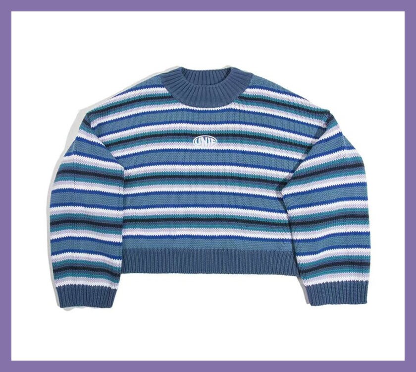 Vintage E-Girl Sweater Harajuku Striped Y2K Pullover | Etsy