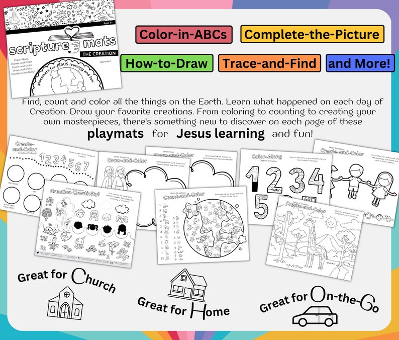 Days of Creation 9 Scripture Placemats Gods 7 Days of Creations Kids