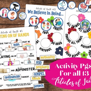 Artikel des Glaubens Aktivitätspaket: 13 druckbare Aktivitätsseiten | Komm, folge mir Familie & LDS Primär | Digitaler Download | Primär-Unterricht
