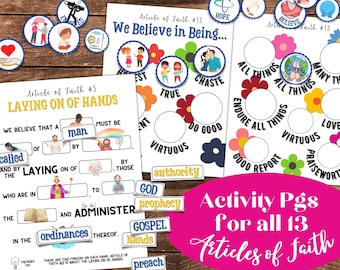 Articles of Faith Activity Bundle: 13 Printable Activity Pages | Come Follow Me Families & LDS Primary | Digital Download | Primary Lessons