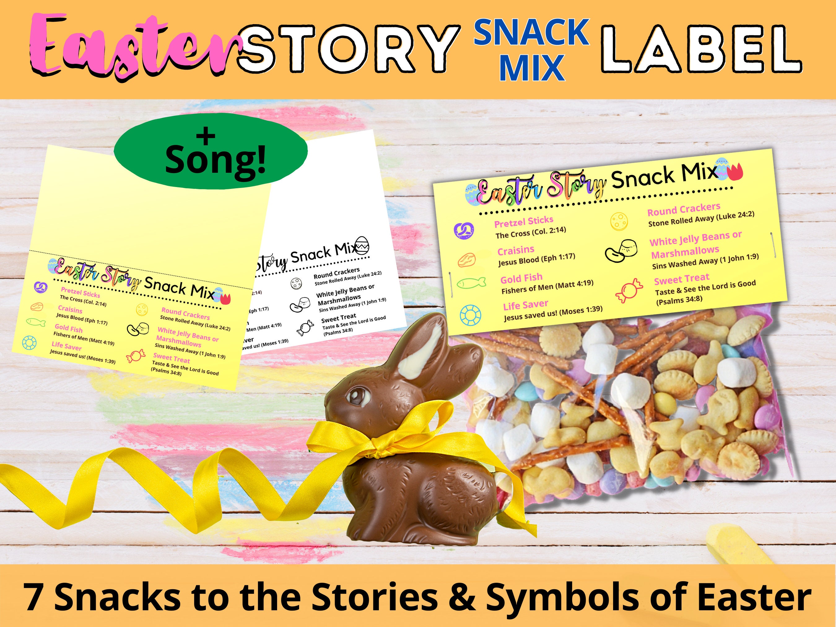 Easter Story Snack Mix Printable Tag SONG Scriptures Treats Etsy