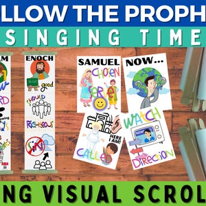 Follow the Prophet Song Scroll Visuals primary flip charts, lds primary song, primary music chorister leader, primary song activities image 1