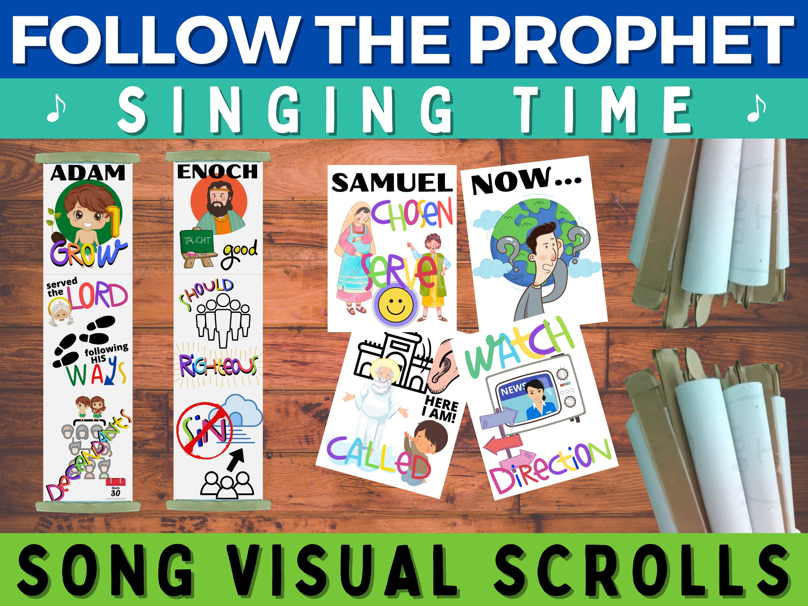 Follow the Prophet Song Scroll Visuals primary Flip Charts Etsy
