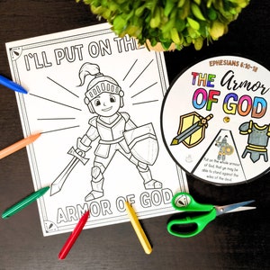 Armor of God Ephesians 6 Spinner Wheel and Coloring Page -  kids bible printable crafts - kids sunday school bible lesson, come follow me