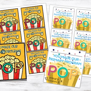 Primary Program POPCORN Gift Tags, (Primary Gift Religious Gift Tag, Religious Kids Gift, Kids LDS gift, Primary Music, Singing Time Idea)