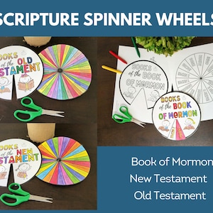 Scripture Books: Book of Mormon, Old & New Testament Spinner Wheels, LDS Come Follow Me Scriptures Craft, Scripture Books, Primary Youth