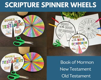 Scripture Books: Book of Mormon, Old & New Testament Spinner Wheels, LDS Come Follow Me Scriptures Craft, Scripture Books, Primary Youth