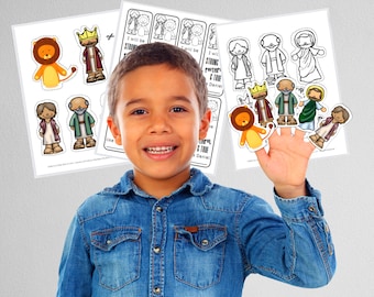 Daniel and the Lions Den Finger Puppets and Bookmark Handout (Bible Story) | Kids Bible Activity | Daniel & Lions Den Craft