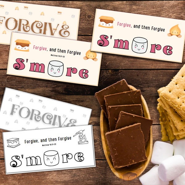 Forgive S'More Gift Bag Topper Tag Printable | Religious Gift Tags | Forgiveness Lesson Treat Handout | Bible Printables | Come Follow Me