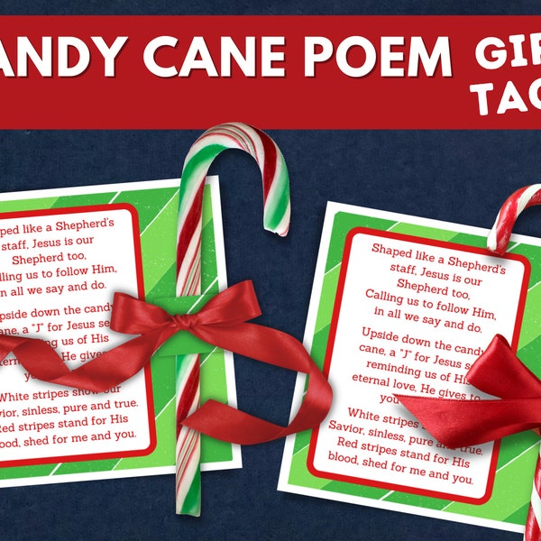Christmas CANDY CANE Poem Gift Tag | Instant Download | Christmas Gift | Christmas Printable | Bible Christmas Jesus | LDS Primary |