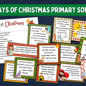 Doce Días de Navidad / 12 Canciones Primarias de Navidad / Tarjetas de Navidad / Tiempo de Canto de la Primaria SUD / Actividad Familiar de Navidad / Regalo