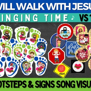 Zangtijd jeugdwerk: Ik wandel met Jezus, verzen 1-3 | Voetstappen en verkeersbordenspellen | Primaire liedvisuals | Muziekleider primair onderwijs | LDS