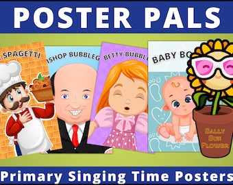 Singing Time Poster Pals: Eddie Spagetti and 3 More | Primary Singing Time Motivation Posters | LDS Primary Song | Primary Music Leader