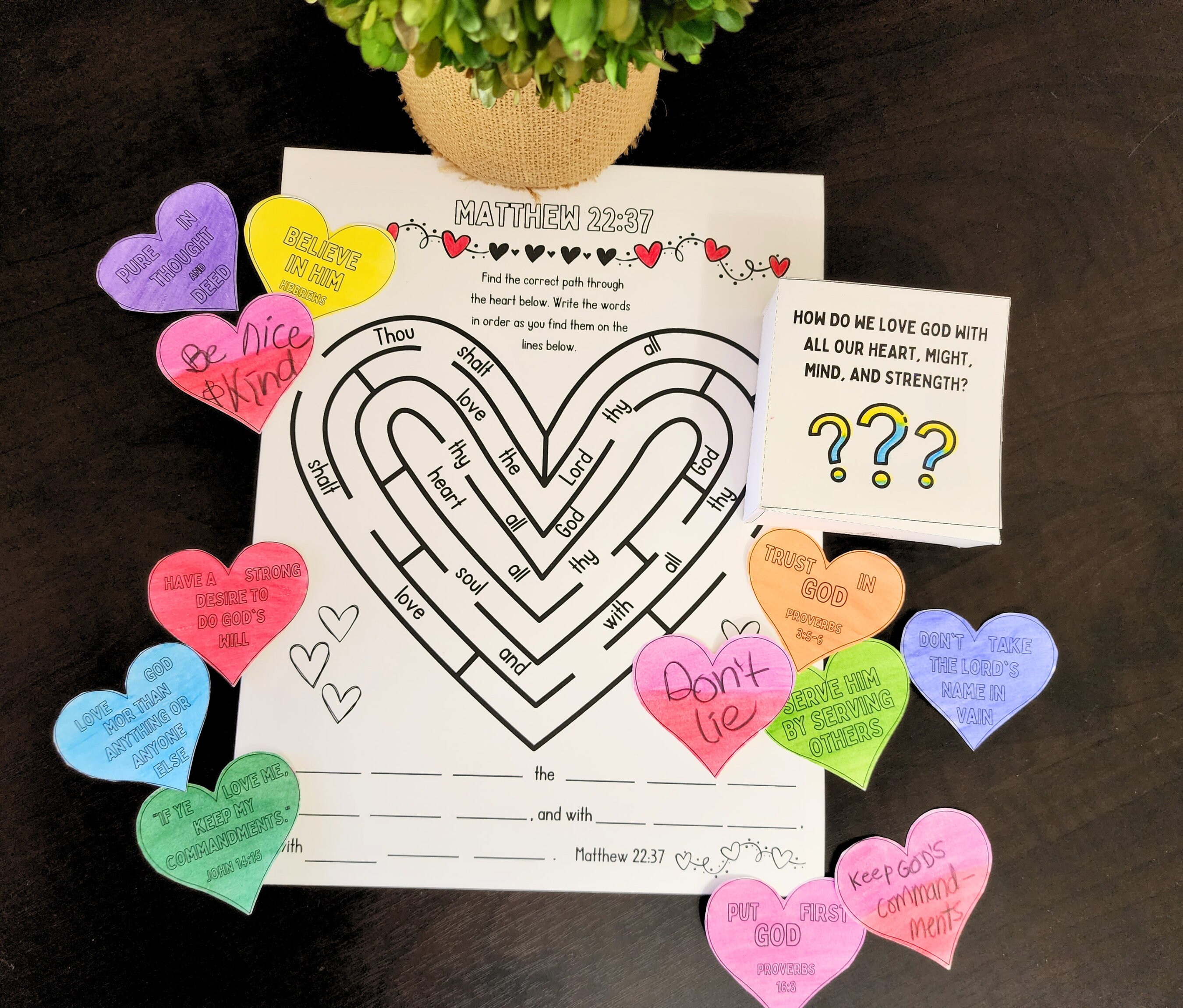 Matthew 22:37 Love Lord God With All Heart Box &amp; Puzzle Coloring Kids ...