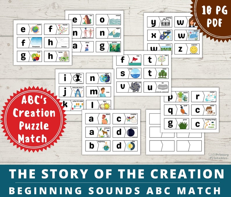 Creation Beginning Sounds Abc's Puzzle | Bible Story God's Creation ...