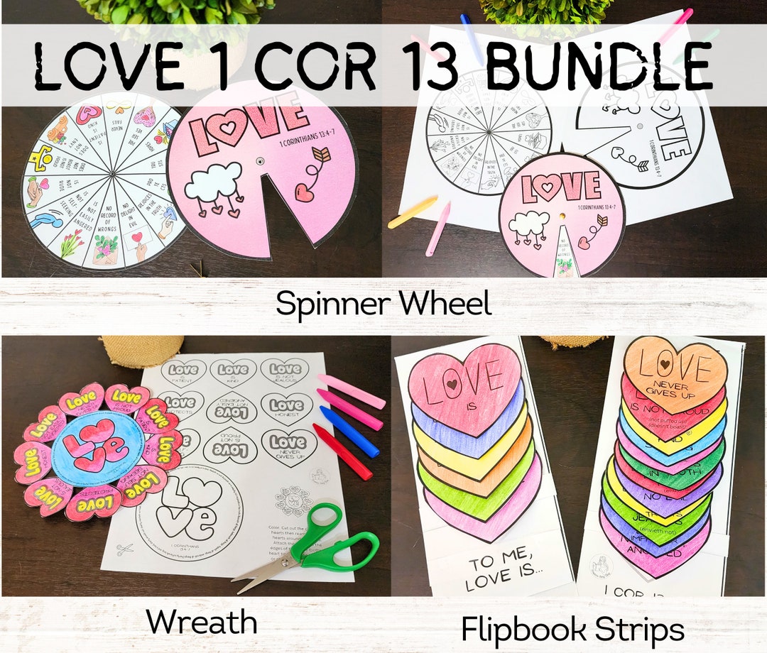 1 Cor 13:4-7 Charity / Love is - Kids Bible Printable Crafts - Spinner ...
