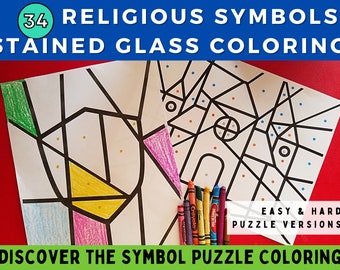 34 Scripture Symbol Coloring Pages | Kids Bible Crafts Puzzles Printables | Christian, LDS Come Follow Me | Instant Digital Download