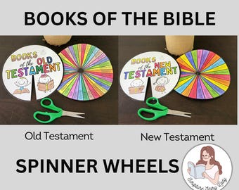Books of the Bible: Old & New Testament Coloring Spinner Wheels - bible coloring watercolor craft printables sunday school lesson homeschool