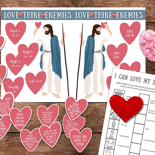 Love Thine Enemies, Matthew 5:44, Luke 22 vs 50-51 | I Can Love My Enemies Kids Bible Craft | Come Follow Me Families, LDS Primary, Bible