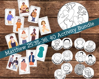 Kindness Service Matthew 25:35-36, 40 LDS Come Follow Children Primary Children Youth, Activity Bundle Card Match & Mobile Craft