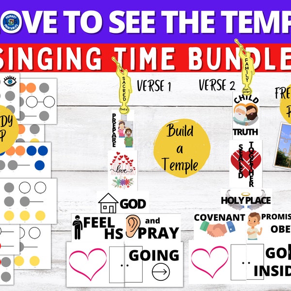 I Love to See the Temple BUNDLE: Melody Map, Build a Temple, Puzzle (Singing Time Ideas, Primary Singing, Music Chorister, Primary Song))