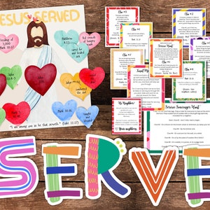 Service Scavenger Hunt, Jesus Served Play Mat, Service Kids Activity Bundle (Kids Bible Printables | Come Follow Me Families & LDS Primary)